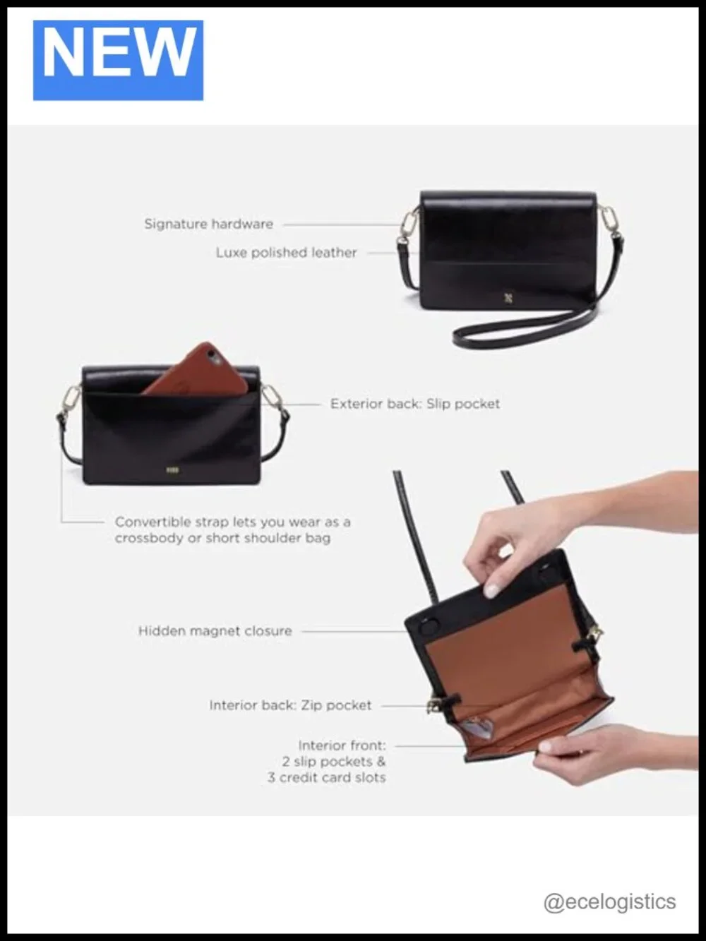Convertible Leather Crossbody Bag with Detachable Strap